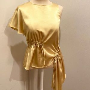 TOPSHOP Chartreuse Blouse Small